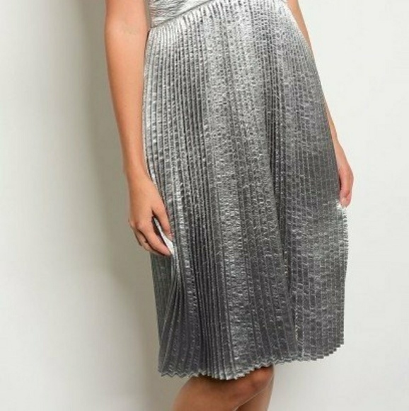 Silver Satin Plated Dress - Picture 2 of 4